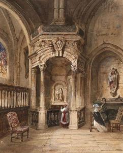 MARTIN Paul 1821-1901,Vue de l'intérieur de l'église d,1840,Artcurial | Briest - Poulain - F. Tajan 2016-10-11