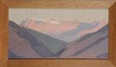 MARTIN Rene 1891-1977,Paysage de montagne au coucher du soleil,Osenat FR 2021-05-16