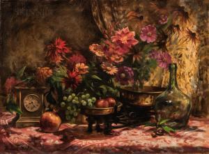 MARTIN Robert 1925-2001,Still Life with Flowers, Fruit on a Scale, Brass C,1972,Skinner 2021-07-15