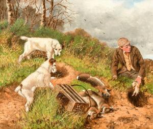 MARTIN Sylvester 1856-1906,'Ferreting', a scene of working dogs,1905,John Nicholson GB 2022-10-05