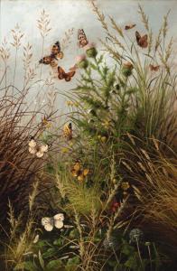 MARTINEAU Emile 1800-1900,Butterflies in a grass border,Christie's GB 2000-12-07