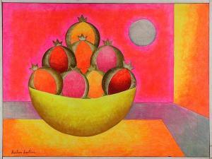 MARTINEZ Gustavo 1941,Yellow Fruit Bowl of Pomegranates,Clars Auction Gallery US 2018-08-11