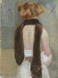 MARTINI Johannes 1866-1935,Rückenakt einer Rothaarigen mit Pelzschal,Galerie Bassenge DE 2020-06-03