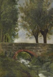 MARTINI Max 1867-1920,Brücke mit alten Weidenbäumen,1910,Wendl DE 2021-03-06