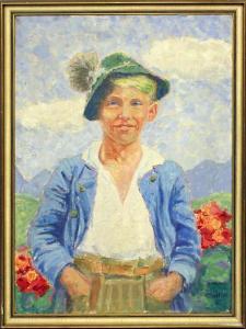 MARTINI,Portrait eines Jungen mit Tirolerhut, im Stil der ,1924,Reiner Dannenberg DE 2020-03-23