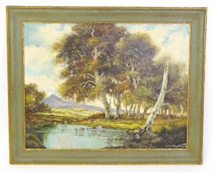 MARTINS Augusto Gomes,A wooded river landscape with mountains beyond,Claydon Auctioneers 2023-12-30