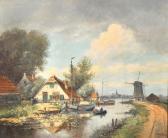 MARTONI A,A Canal Scene with a Figure in a Boat and a Windmill Beyond,John Nicholson GB 2013-07-04