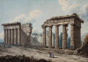 MARTORANA Pietro 1700-1759,Promeneurs dans les ruines du temple de Minerve en,Artprecium 2020-04-27