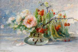 MARZO ANTOINE 1852-1946,Vase de fleurs et branche de cerises,Conan-Auclair FR 2021-03-02