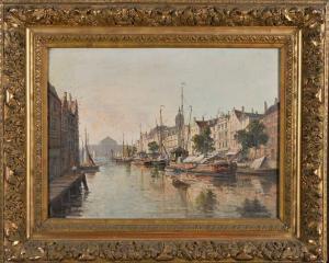 MASCART Gustave 1834-1914,Canal à Amsterdam,Conan-Auclair FR 2024-02-20
