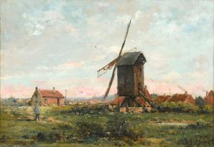 MASCART Gustave 1834-1914,Paysage au moulin, environs de Douai,Rossini FR 2023-10-05