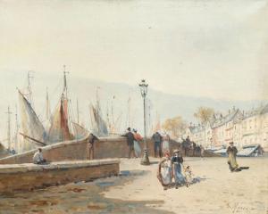 MASCART Gustave 1834-1914,Promenade sur le port,Auxerre Enchères FR 2023-09-03