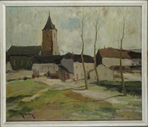 MASCAUW Albert 1900-1963,Vue de village,Monsantic BE 2023-02-12