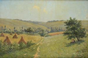 MASCRÉ Oscar Louis 1865-1943,Paesaggio con contadina,1889,Galleria Pananti Casa d'Aste IT 2023-09-15