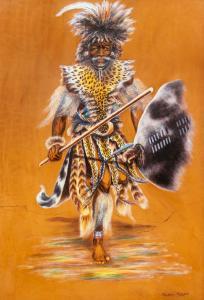 MASEKO Mizraim 1927,Attacking Zulu Warrior,5th Avenue Auctioneers ZA 2022-04-24