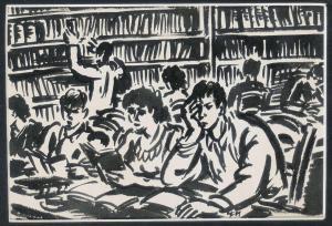 MASEREEL Frans 1889-1972,In der Bibliothek,1944,Peter Karbstein DE 2024-03-16