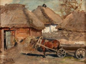 MASHKOV Ilya Ivanovich,Scène paysanne avec charrette et cheval.,Millon & Associés 2019-05-29