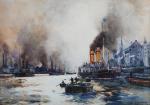MASON Frank 1876-1965,Mannheim 1910, Port with barges, paddle steamer an,Morphets GB 2022-03-03