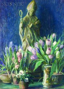 MASON Maud M 1867-1956,Floral Still Life with Statuary,Skinner US 2007-10-18