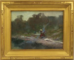 MASON Roy Martell 1886-1972,figures by the river,CRN Auctions US 2018-01-14