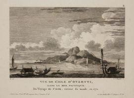 MASQUELIER Louis Joseph, père 1741-1811,Vue de l'Isle d'OTAHYTI, dans la Mer PACIFIQUE,Eric Caudron 2021-05-05
