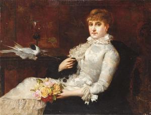 MASRIERA Y MANOVENS Francisco,Young lady sitting in an armchair,1881,Subastas Segre 2024-02-06