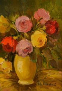 MASSACI Pia 1908-1992,Vas cu roze,GoldArt RO 2015-11-11