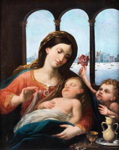 MASSAROTTI Angelo 1645-1732,MARIA MIT DEM KINDE UND DEM JOHANNESKNABEN VOR VEN,Hampel DE 2023-09-28