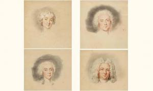 MASSE Jean Baptiste 1687-1767,Suite de quatre portraits dessinés,Kohn FR 2005-03-25