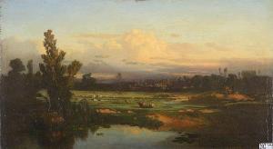 MASSENOT Charles Antoine Aug. 1821-1871,Paysage lacustre animé,VanDerKindere BE 2021-10-12