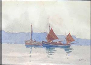 MASSEY Frederick 1800-1900,Fishing luggers in Carrick Roads,David Lay GB 2020-09-17