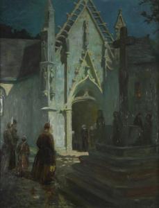 MASSIN Louis 1800-1900,Bretagne, la messe du soir,1935,Rossini FR 2011-05-27