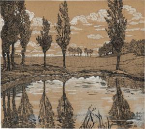 MASSMANN Hans,Herbstliche Landschaft mit Pappeln an einem Weiher,Galerie Bassenge 2022-12-02