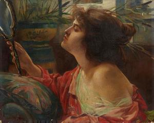 MASSON Alexandre 1800-1900,Jeune fille au miroir,Aguttes FR 2013-11-25
