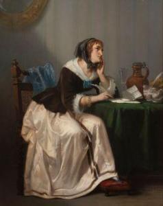 MASSON Benedict 1819-1893,Femme écrivant,Cornette de Saint Cyr FR 2021-10-25