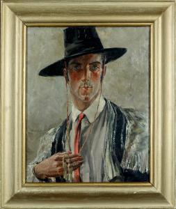 MASSONET Armand 1892-1979,Portrait d'Homme au chapeau,1929,Galerie Moderne BE 2022-09-05