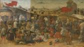 MASTER OF MARRADI 1475-1500,A CASSONE PANEL WITH CAESAR'S ARMY TRIUMPHING IN B,Sotheby's 2013-01-29