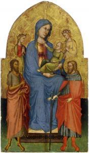 MASTER OF SANT'IVO 1385-1415,The Madonna and Child enthroned, flanked by S,1390–1400,Galerie Koller 2023-03-31