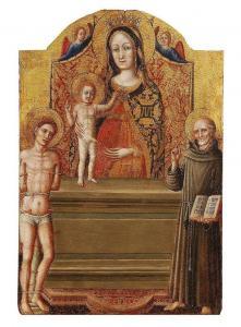 MASTER OF STAFFOLO 1400-1400,The Madonna and child, with Saint Bernadino and Sa,Dreweatts 2014-08-28