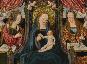 MASTER OF THE AACHEN ALTARPIECE,THE VIRGIN AND CHILD ENTHRONED WITH SAINTS CATH,Sotheby's 2018-12-05
