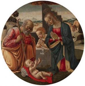 MASTER OF THE BORGHESE TONDO 1400-1500,The Nativity with the infant Saint John the Bapti,Christie's 1999-07-09