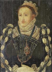 MASTER OF THE COUNTESS OF WARWICK 1560-1570,Portrait of a lady, half-length, in a black emb,Bonhams 2012-10-24