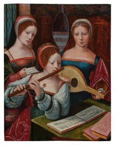 MASTER OF THE FEMALE HALF LENGTHS 1500-1530,A concert with a singer, flautist, and luteni,Sotheby's 2023-07-06