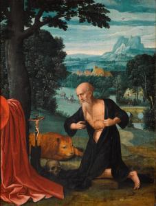 MASTER OF THE FEMALE HALF LENGTHS 1500-1530,The Penitent St Jerome in an ext,16th Century,Sotheby's 2021-12-09