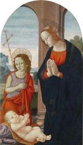 MASTER OF THE FIESOLE EPIPHANY 1400-1400,Madonna and Child with Saint John the Bap,Palais Dorotheum 2012-04-18