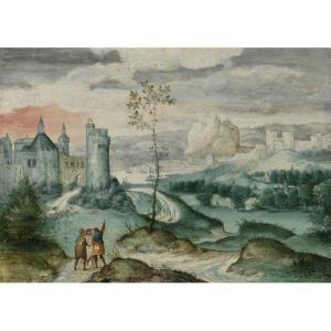 MASTER OF THE LILLE ADORATION,LANDSCAPE WITH CHRIST ON THE ROAD TO EMMAUS,Sotheby's 2010-01-28