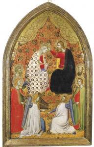 MASTER OF THE RINUCCINI CHAPEL 1359-1394,Cristo incorona la Vergine fra i Santi Pie,1377,Christie's 2000-12-04