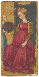 MASTER OF THE VISCONTI TAROT 1400-1400,Carte de Tarot: La Reine des Deniers,Christie's GB 2005-03-17