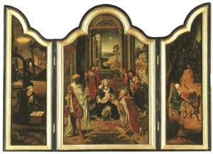 MASTER OF THE VON GROOTE ADORATION 1510-1520,A Triptych: central panel: The Adoration of,Christie's 2002-04-17