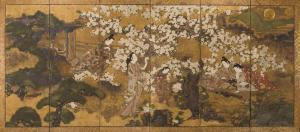 MATABEI Iwasa 1578-1650,Composing Poetry in a Spring Landscape,Bonhams GB 2014-03-19